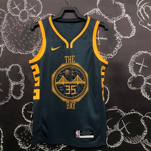 2018 Warriors Gray No. 35 Durant