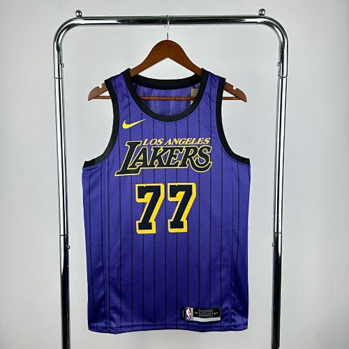 21st Season Lakers Striped Purple No. 77 Doncic