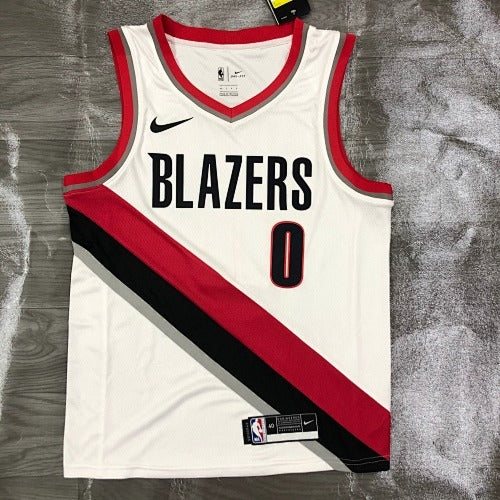 21st Season Trail Blazers Home White No. 0 Lillard