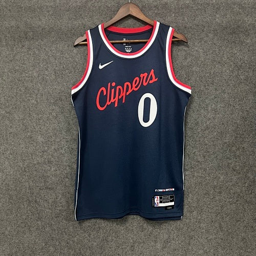 25th season Clippers away navy blue No. 0 Westbrook