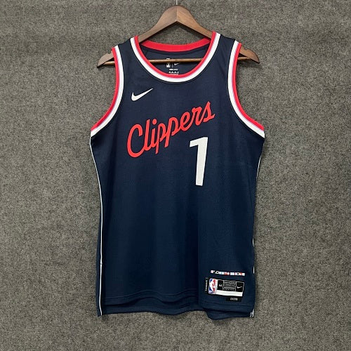 25th season Clippers away navy blue No. 1 Harden