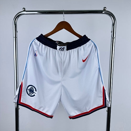 25th season Clippers white shorts