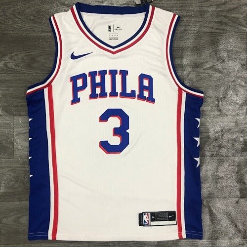 76ers V-neck White No. 3 Allen Iverson