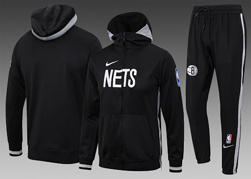 H109# NBA long pull hat Nets black