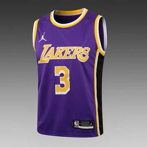 L014# Jordan Style NBA Lakers Round Neck Purple No. 3 (Hot Pressed Style)