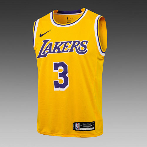 L032# NBA Lakers Round Neck Yellow No. 3 (Hot Pressed Style)