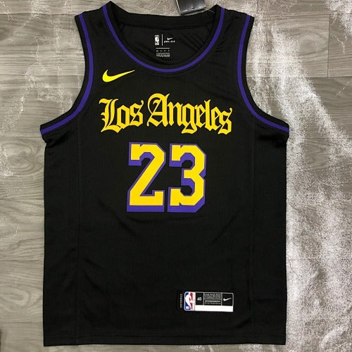 Lakers Round Neck Black Latin No. 23 James