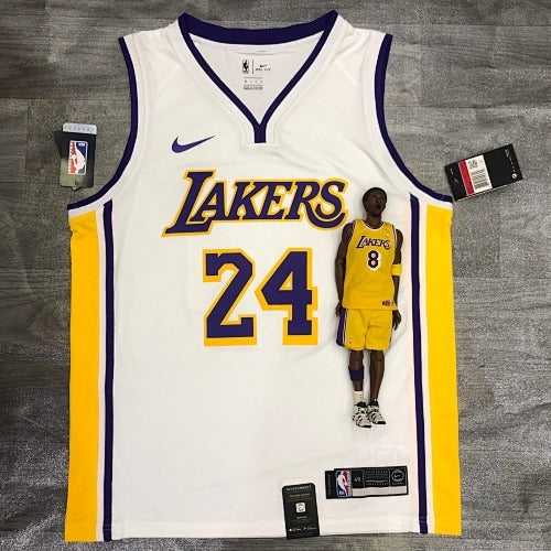 Lakers White V Neck No. 24 Kobe Bryant