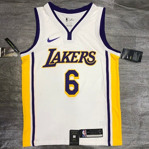 Lakers White V Neck No. 6 James