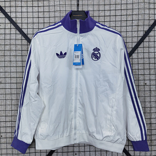 R Real Madrid retro single-sided embroidery windbreaker