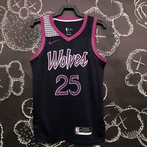 Timberwolves Black and Purple No. 25 Rose