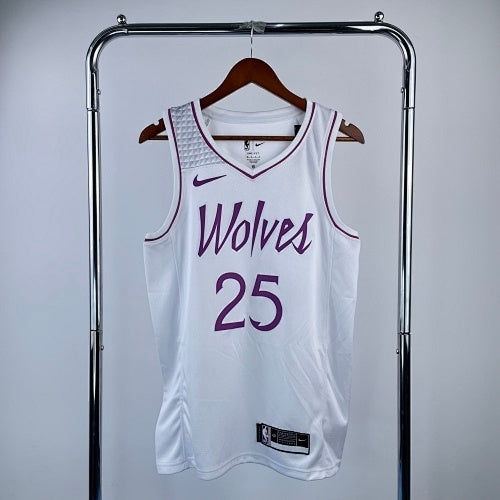 Timberwolves White Pink No. 25 Rose