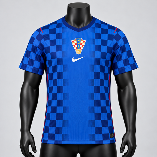 2026 Croatia World Cup Away Jersey on black mannequin, front view