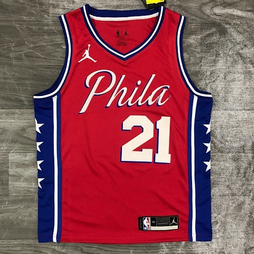 21st Season 76ers Jordan Theme Red No. 21 Embiid