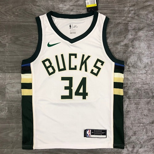 21st Season Bucks BUCKS Home White No. 34 Antetokounmpo