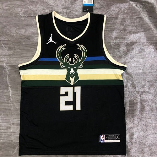 21st season Bucks Jordan themed jersey No. 21 Holiday