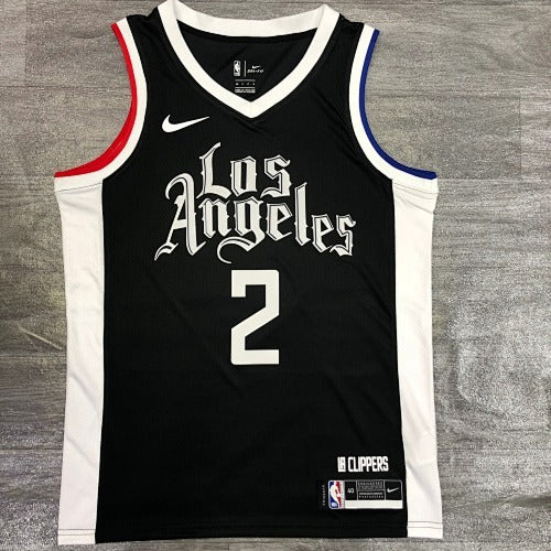 21st season Clippers City Edition Latin Black No. 2 Leonard