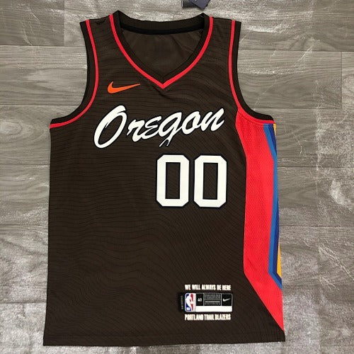 21st Season Trail Blazers City Edition Brown No. 00 Anthony