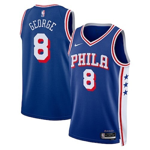 23rd Season 76ers Away Blue No. 8 George