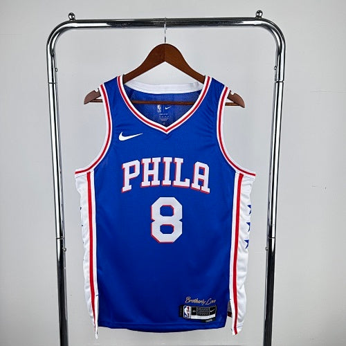 23rd Season 76ers Away Blue No. 8 George
