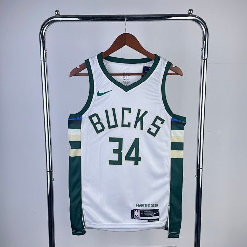 23rd Season Bucks Home White No. 34 Antetokounmpo