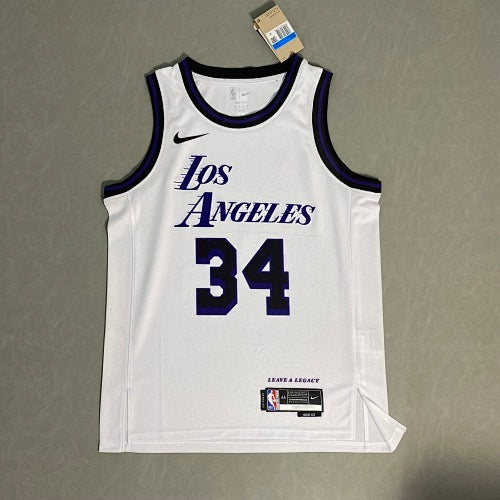 23rd Season Lakers City Edition White No. 34 O'Neal