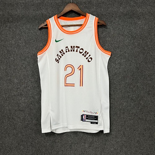 24th Season Spurs City Edition White No. 21 Duncan