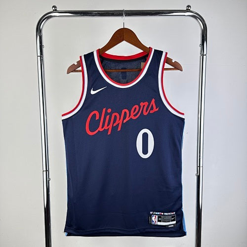 25th Season Clippers Away Navy Blue No. 0 Westbrook