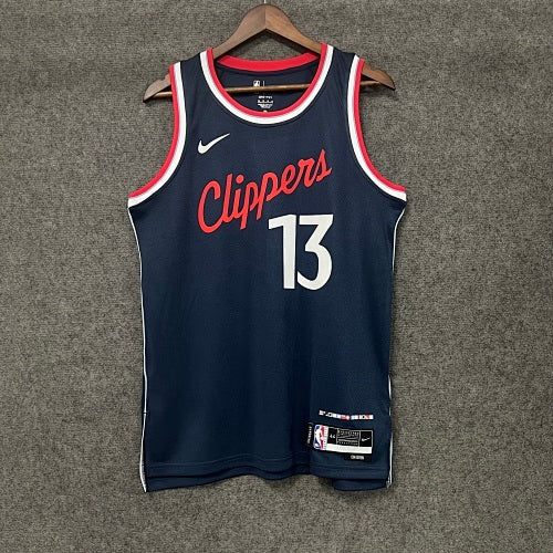 25th season Clippers away navy blue No. 13 George
