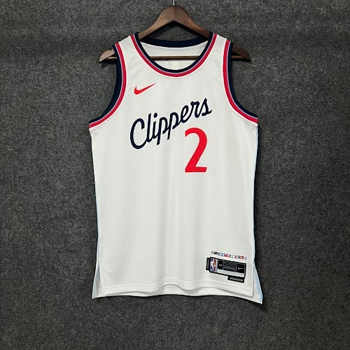 25th season Clippers home white No. 2 Leonard