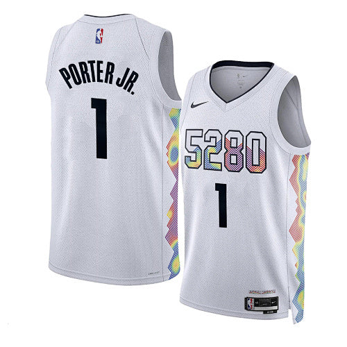 25th Season Nuggets City Version White No. 1 Porter Jr.