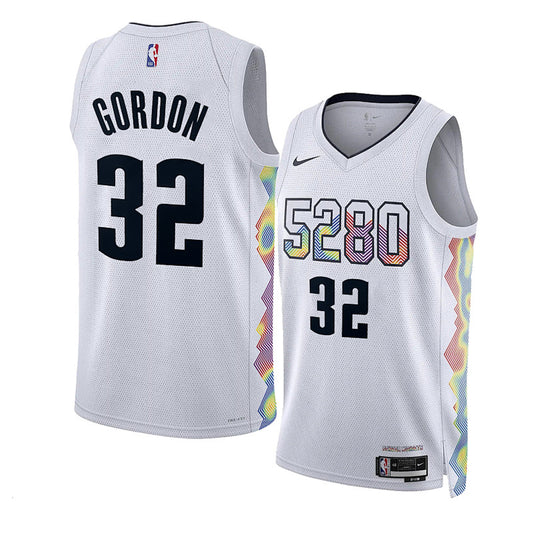 25th Season Nuggets City Version White No. 32 Gordon