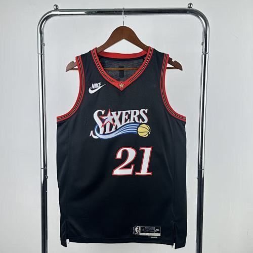 26th Season 76ers Retro Black No. 21 Embiid