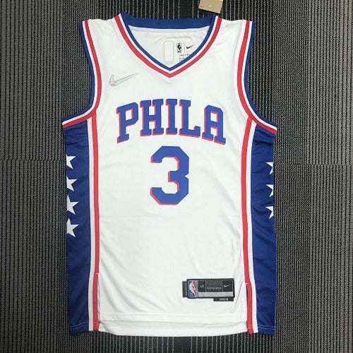 75th Anniversary 76ers V-neck White No. 3 Allen Iverson