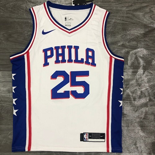 76ers V-neck White No. 25 Ben Simmons