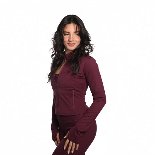 Aura Set (Bra, Jacket & Leggings) - Burgundy