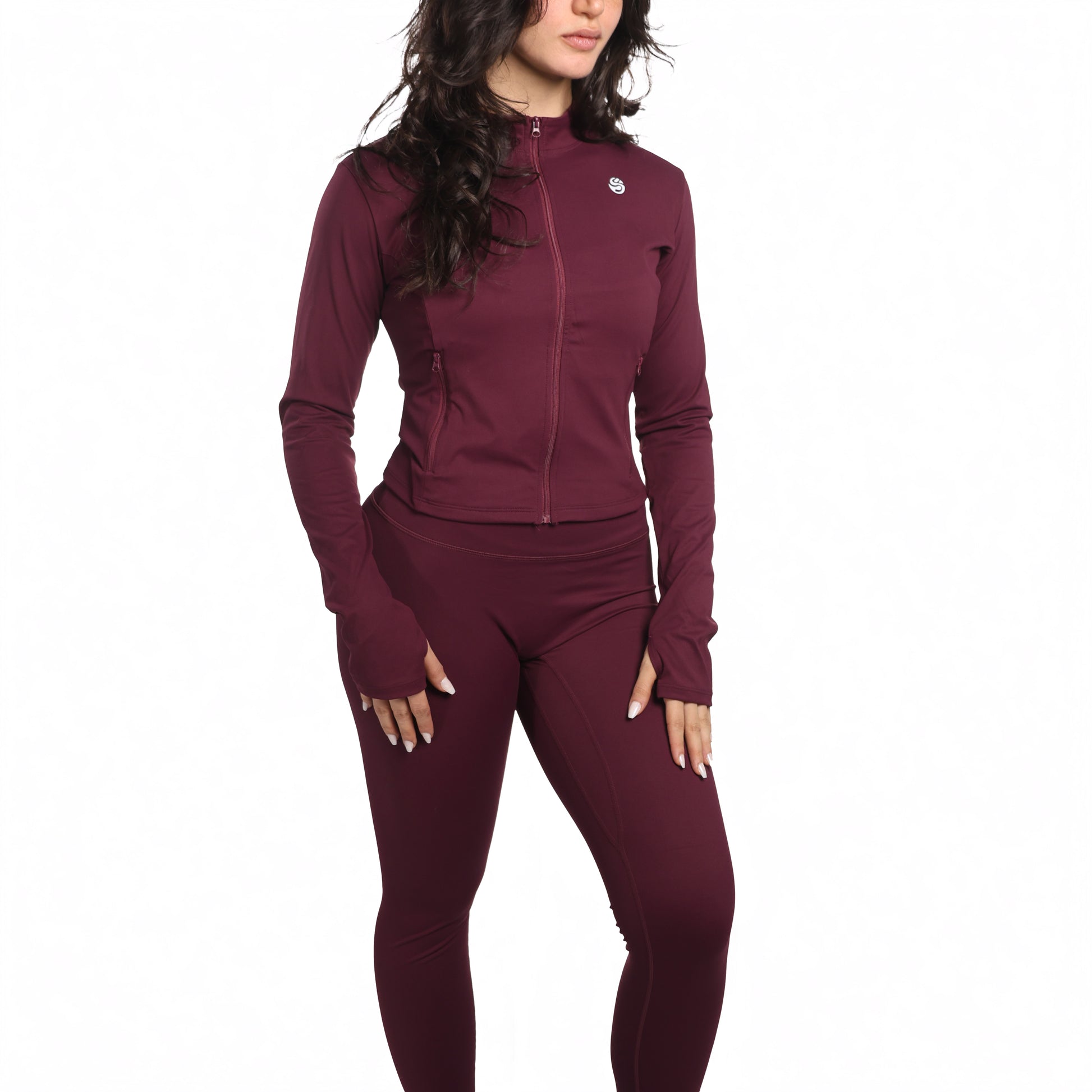 Aura Set (Bra, Jacket & Leggings) - Burgundy