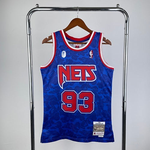 BAPE×M&N joint jersey: Nets blue No. 93