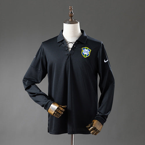 Brazil 2004 Special Edition Black Long Sleeve Retro Jersey