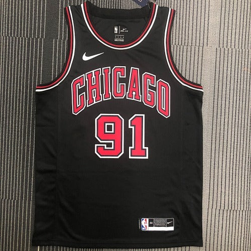 Bulls Black No. 91 Rodman