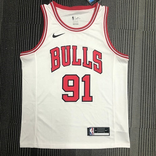 Bulls White No. 91 Rodman