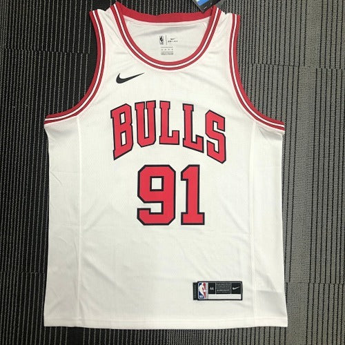 Bulls White No. 91 Rodman