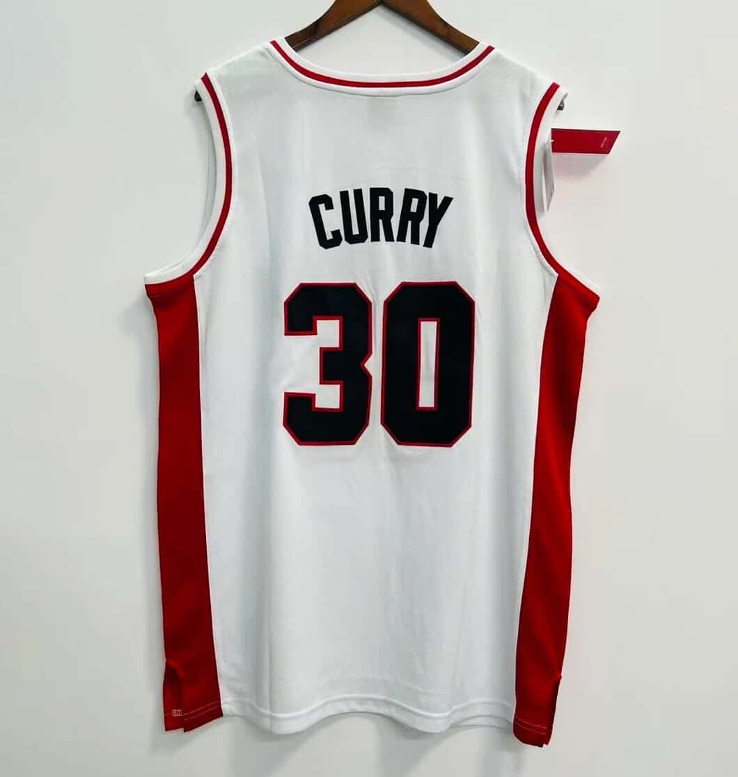 Davidson Retro Basketball Jersey white red and black number 30, back view
