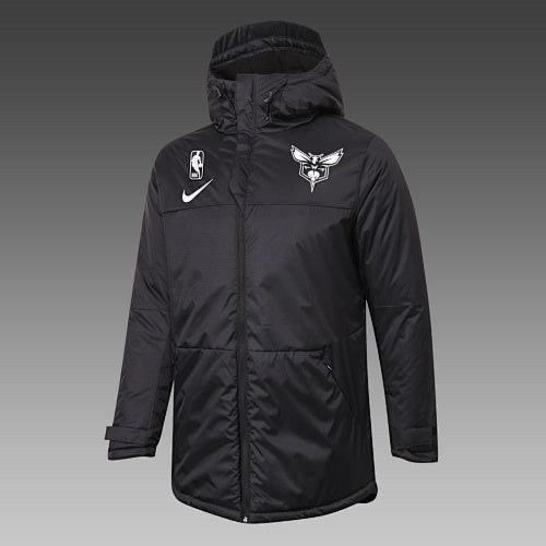H0062# NBA Hornets black cotton coat