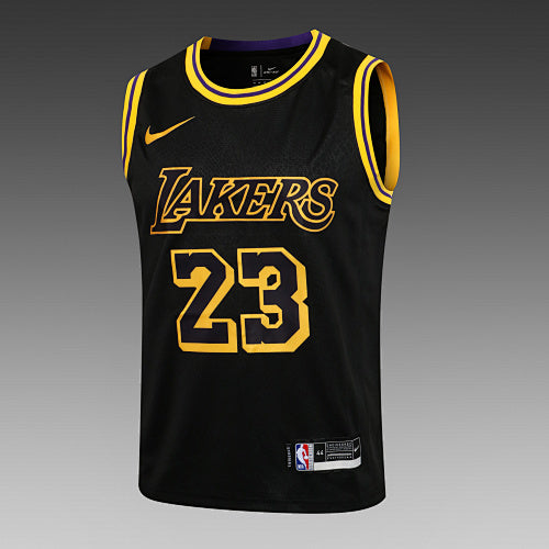 L004# NBA Lakers Round Neck Black No. 23 (Hot Pressed Style)