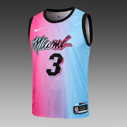 L007# NBA Round Neck Hot Pink No. 3 (Hot Pressed Style)