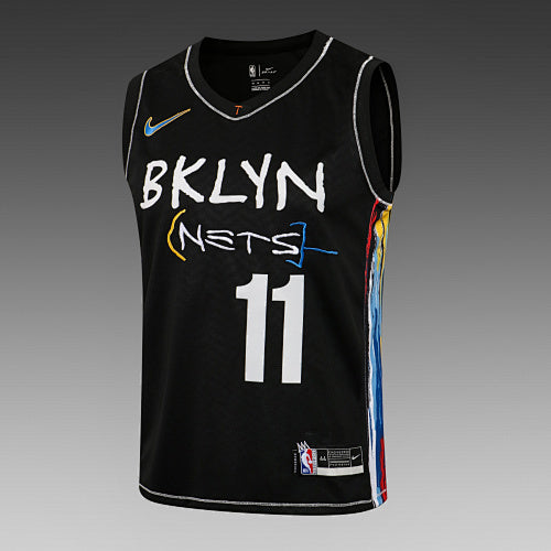 L009# NBA City Edition Nets V-neck Black No. 11 (Hot Pressed Style)