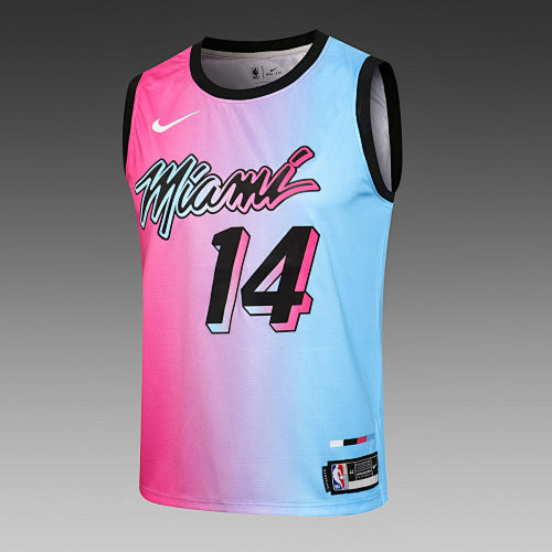 L016# NBA Heat Round Neck Pink No. 14 (Hot Pressed Style)