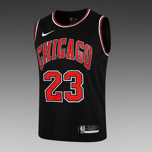 L017# NBA Bulls Round Neck Black No. 23 (Hot Pressed Style)