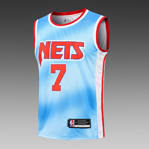 L019# NBA Nets Round Neck Blue No. 7 (Hot Pressed Style)
